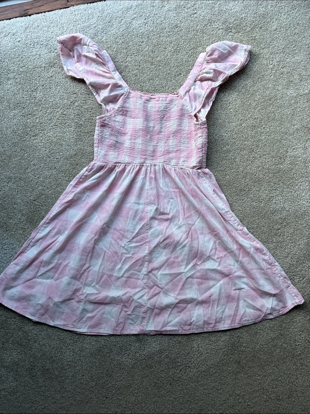 Old Navy Pink Gingham Ruffle-Sleeve Cotton Dress, Small